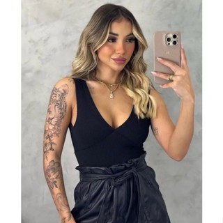Body Estilo Zara Com Gola Em V Anarruga