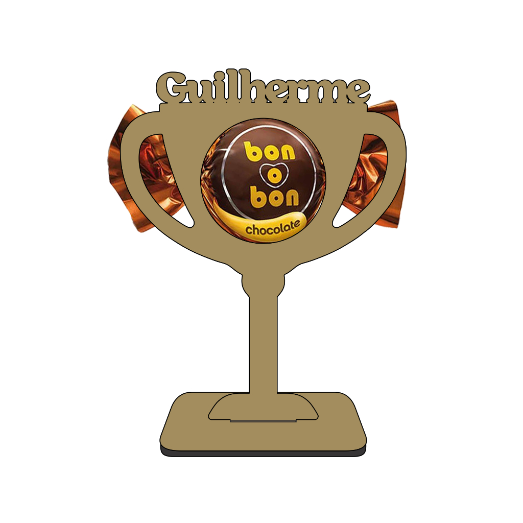 Kit Porta Bombons Troféu Nome Personalizado Lembrancinha Aniversário em MDF