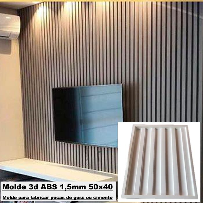 Forma 3d Molde Gesso 3d Ripado 50x40cm ABS 1,5mm Molde para gesso/cimento 3d 606