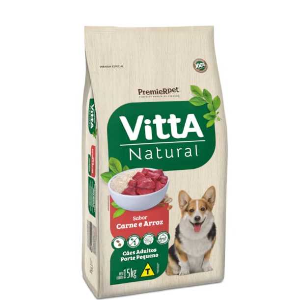 Ração Premier Vitta Natural Cães Adultos Raças Pequenas  Carne e Arroz - 15 Kg