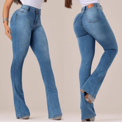 Calça Jeans Feminina Flaer Com Elastano Lycra Jeans Feminino Calça Premium Pantalona Calça Jeans Flare Feminina