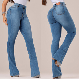 Calça Jeans Feminina Flaer Com Elastano Lycra Jeans Feminino Calça Premium Pantalona Calç…