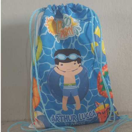 45 MOCHILINHA SACO DE TECIDO SACOLA INFANTIL PERSONALIZADA 20/28