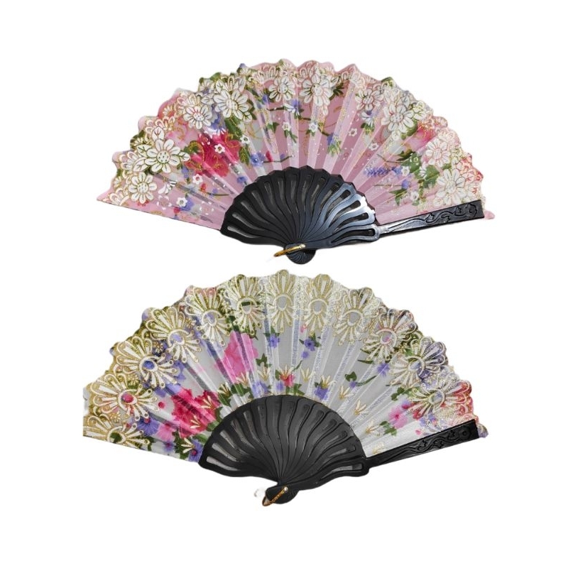 2 Leque estampado De mão
