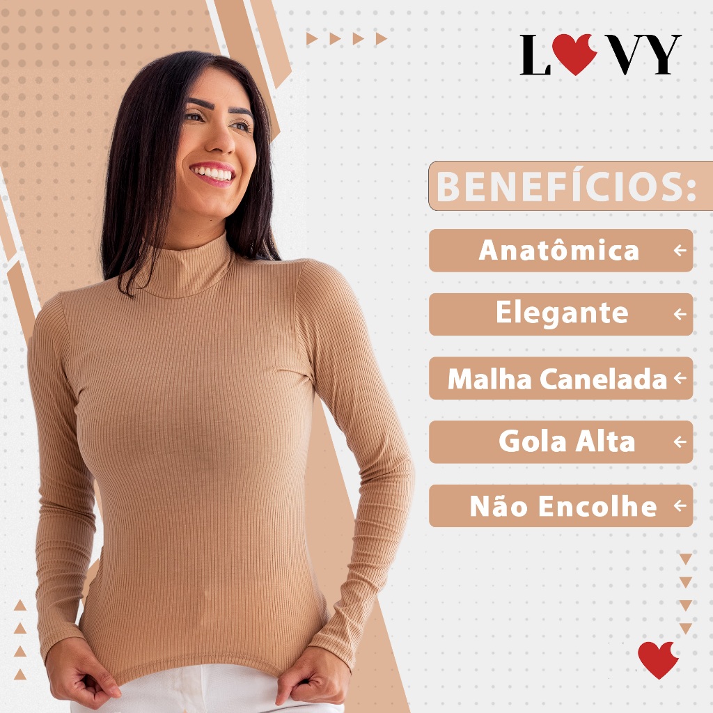 Blusa de Frio Canelado Gola Alta Manga Comprida Inverno Estilosa e Confortável Promoção
