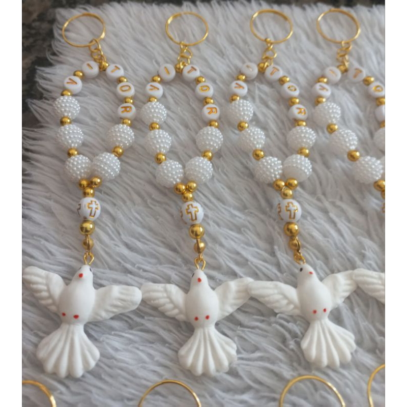 32 tercinhos personalizados para lembrancinhas crisma batizado comunhão nascimento etc com argolinha pra chaveiro