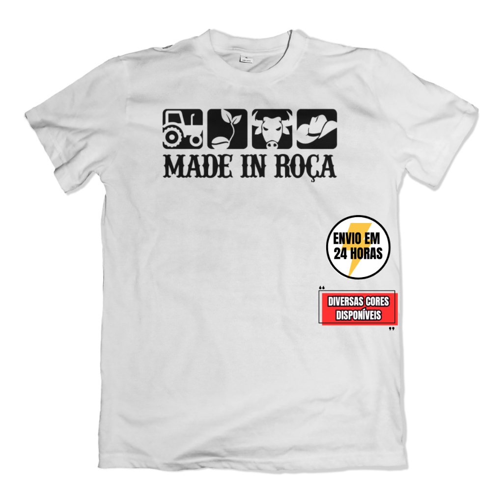 Camiseta Made in Roça - Camiseta Camisa Brasil Agro Trator Made In Roça Unissex Diversas Cores
