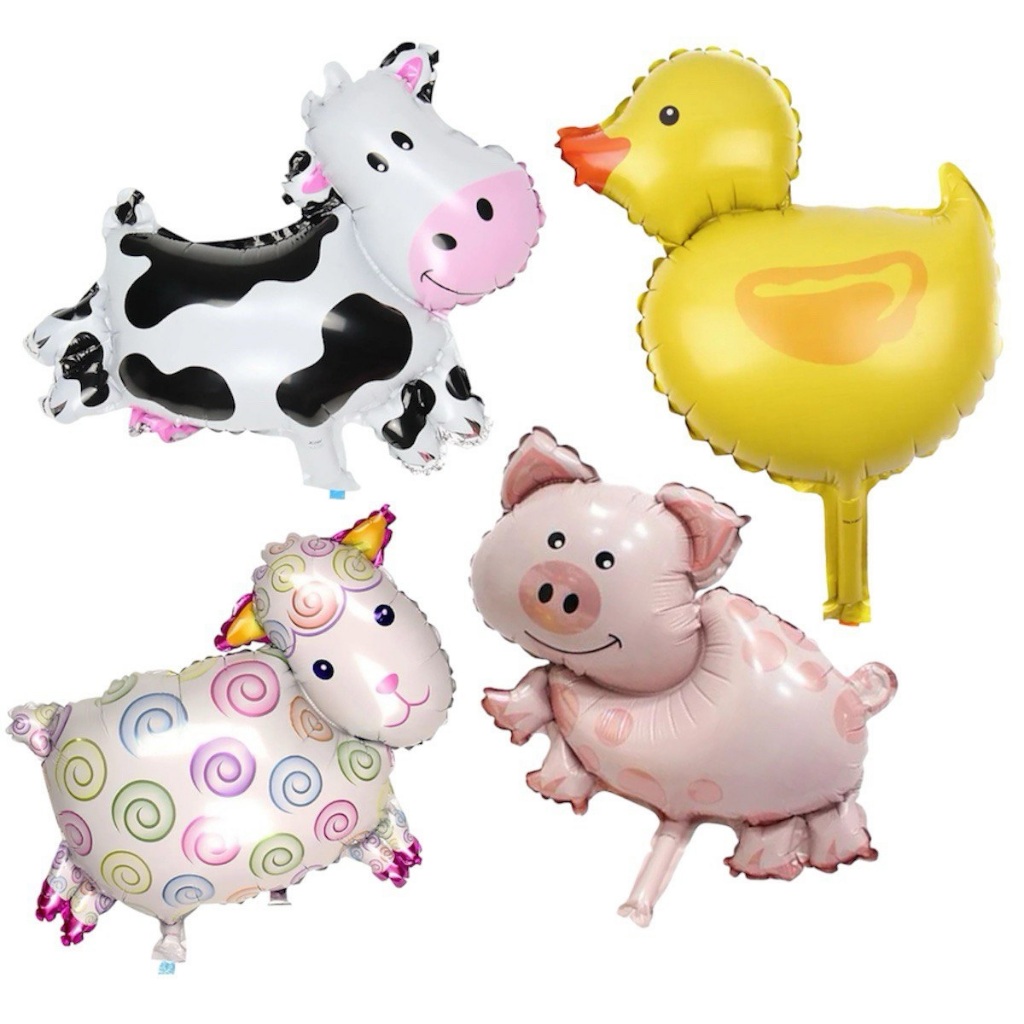 Kit 12 Balão Metalizado Fazendinha Ovelha Porco Vaca Pato - 3 Cada em Oferta na Shopee