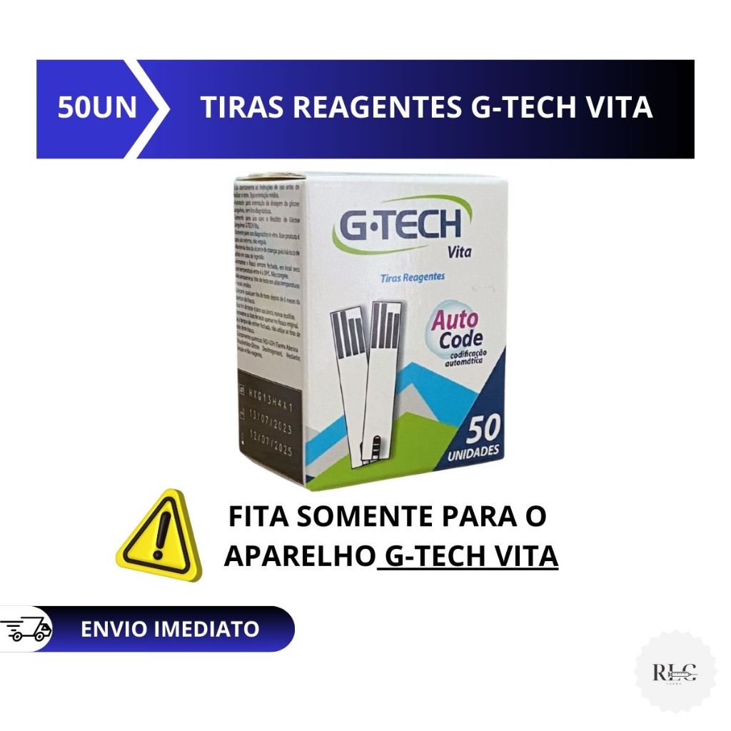 Tiras de Glicemia G-tech VITA Fitas de Glicose 50/100/150 Unidades **SOMENTE NO APARELHO GTECH VITA**