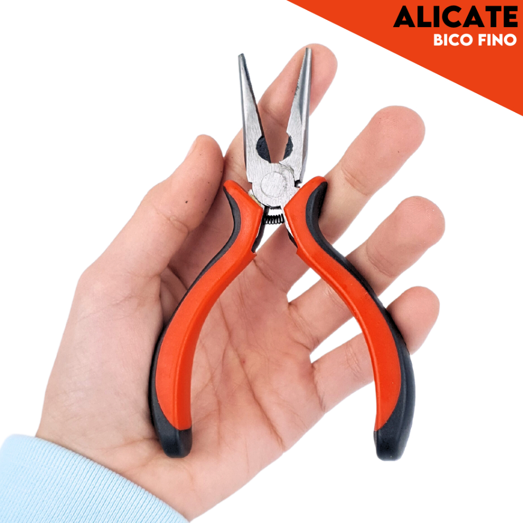 Alicate De Bico Fino / Corte Diagonal / Bico Quadrado / Kit Para Bijuterias e Artesanato 130mm - BRX