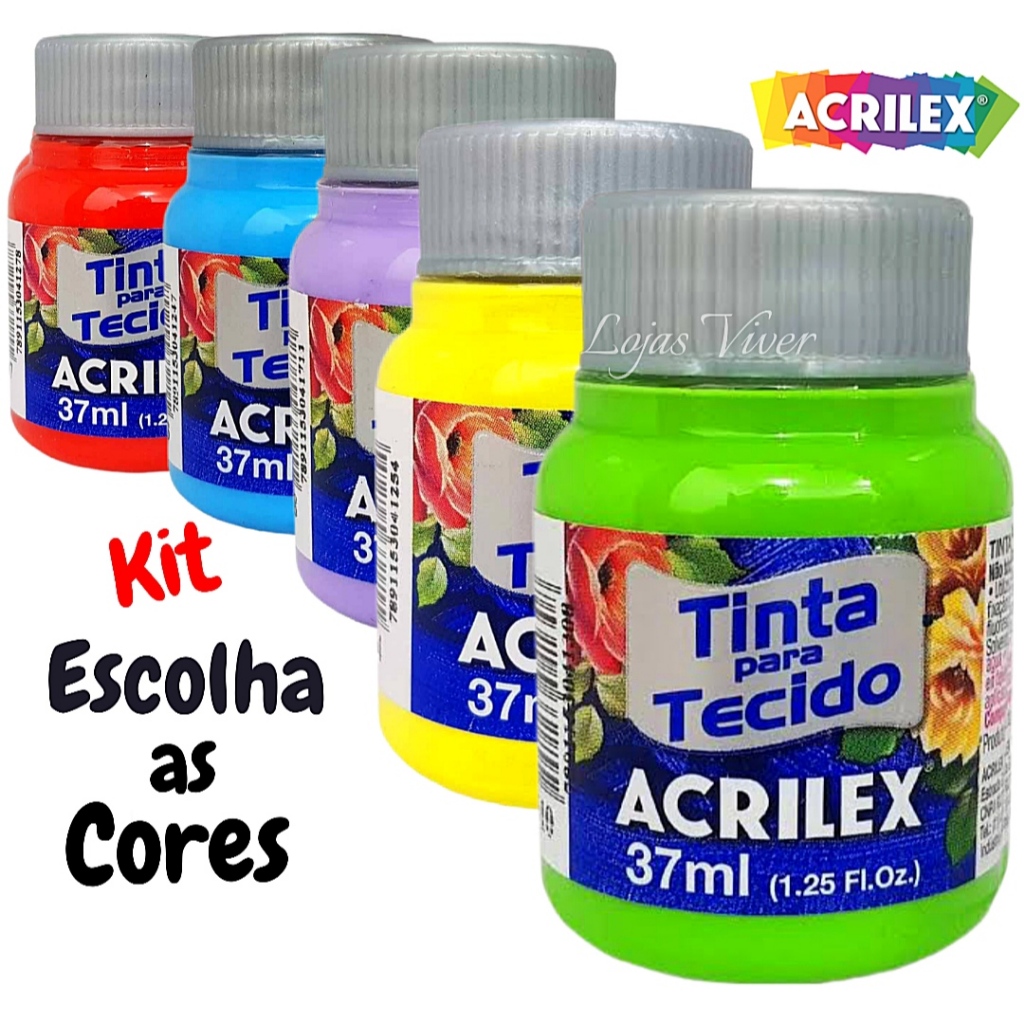 Tinta de Tecido 37ml kit - Acrilex (Parte 2) em Oferta na Shopee