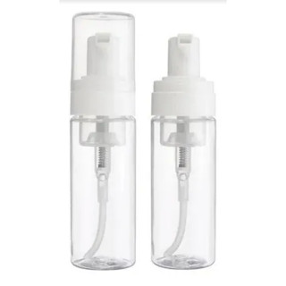 Kit 2 peças - Conjunto de pote 150ml Cristal Reto c/ válvula Espumadora para cílios e sombrancelhas
