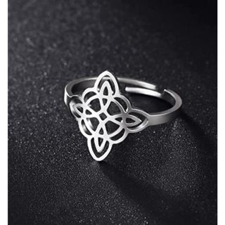 Anel Nó Duplo de Bruxa Aço Inoxidável Nó Irlandês Amuleto Celta Wicca withc Goth Dark Artesanal