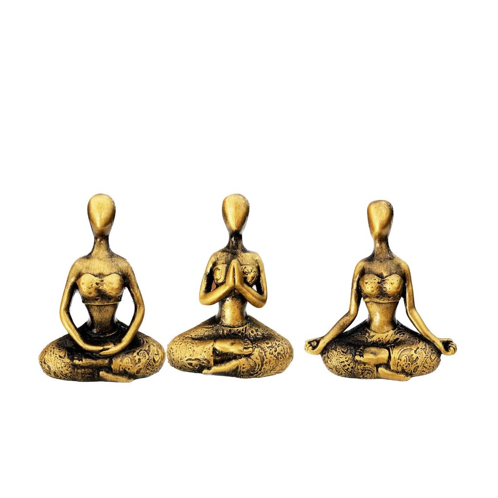 Imagem Conjunto Com 3 Enfeites Decorativo Posições De Yoga posição meditação luxo decoração