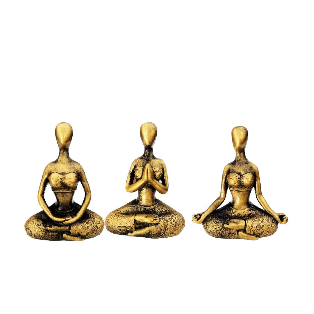 Imagem Conjunto Com 3 Enfeites Decorativo Posições De Yoga posição meditação luxo decoração