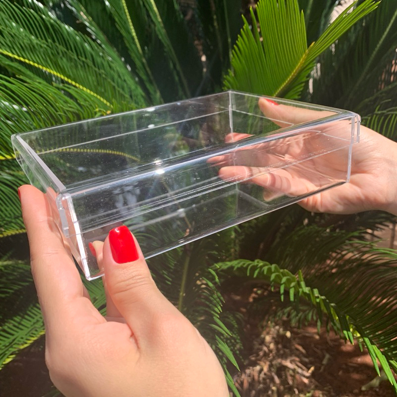 Caixa em Acrílico 20x15 Transparente lembrancinha Padrinhos Batizado Casamento Personalizado