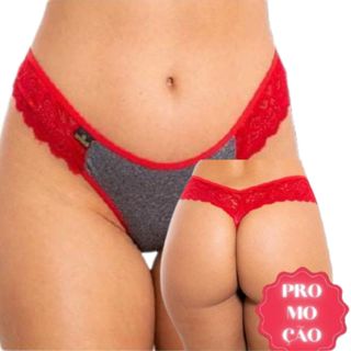 Kit Com 5 Calcinhas Femininas Fio Duplo Renda Cores Sortidas