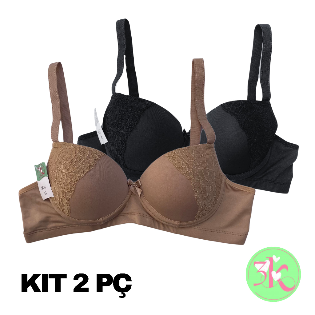 KIT 2 Sutiã de Bojo PLUS SIZE e REGULAR reforçado pala larga alça reforçada larga de 18mm(2 LAURA) em Oferta na Shopee