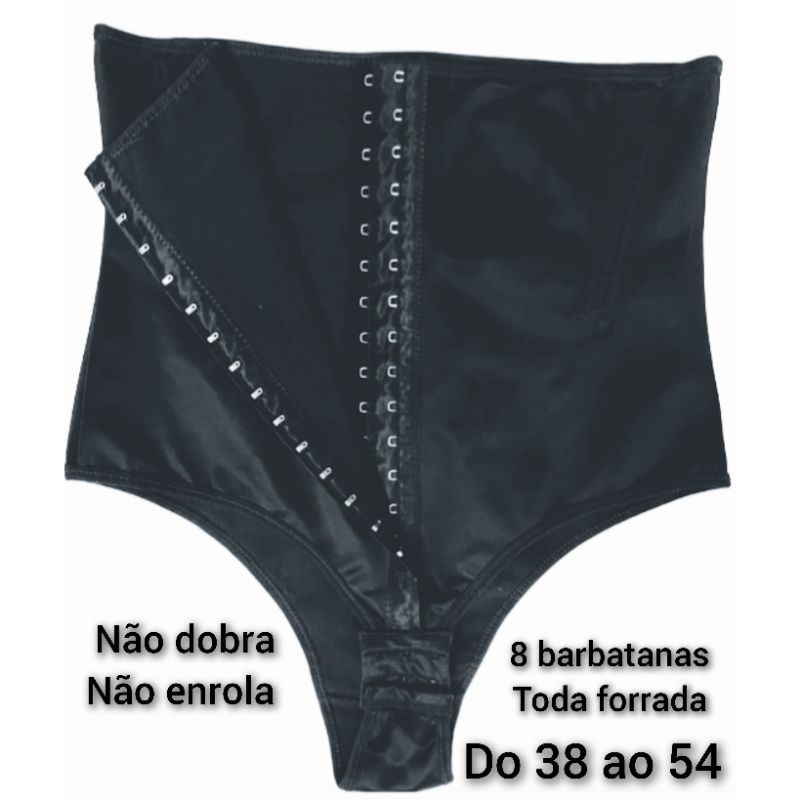 Calcinha-cinta 8 barbatanas forrada fecho duplo alta compressão em Oferta na Shopee