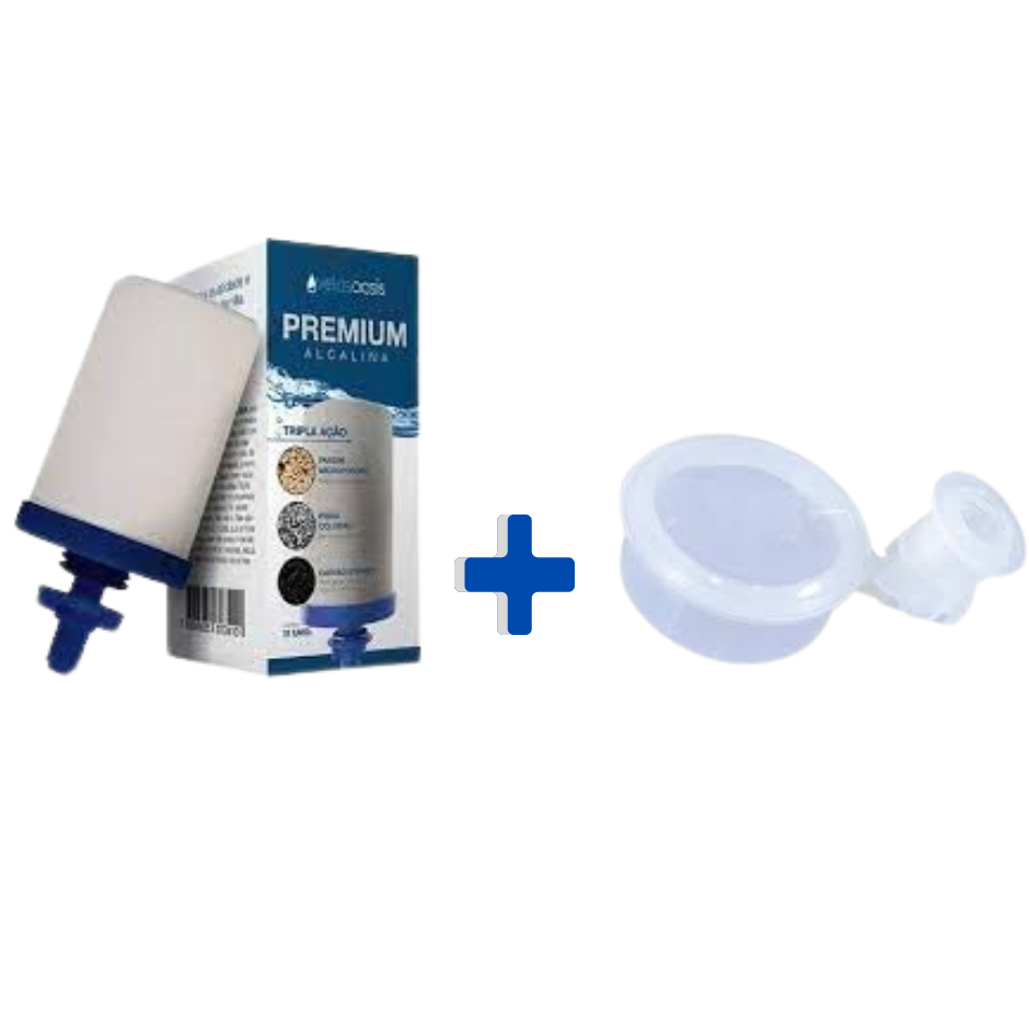 Kit 01 Vela Filtro De Barro Tripla Ação Alcalina Oasis + 1 Boia Dosadora