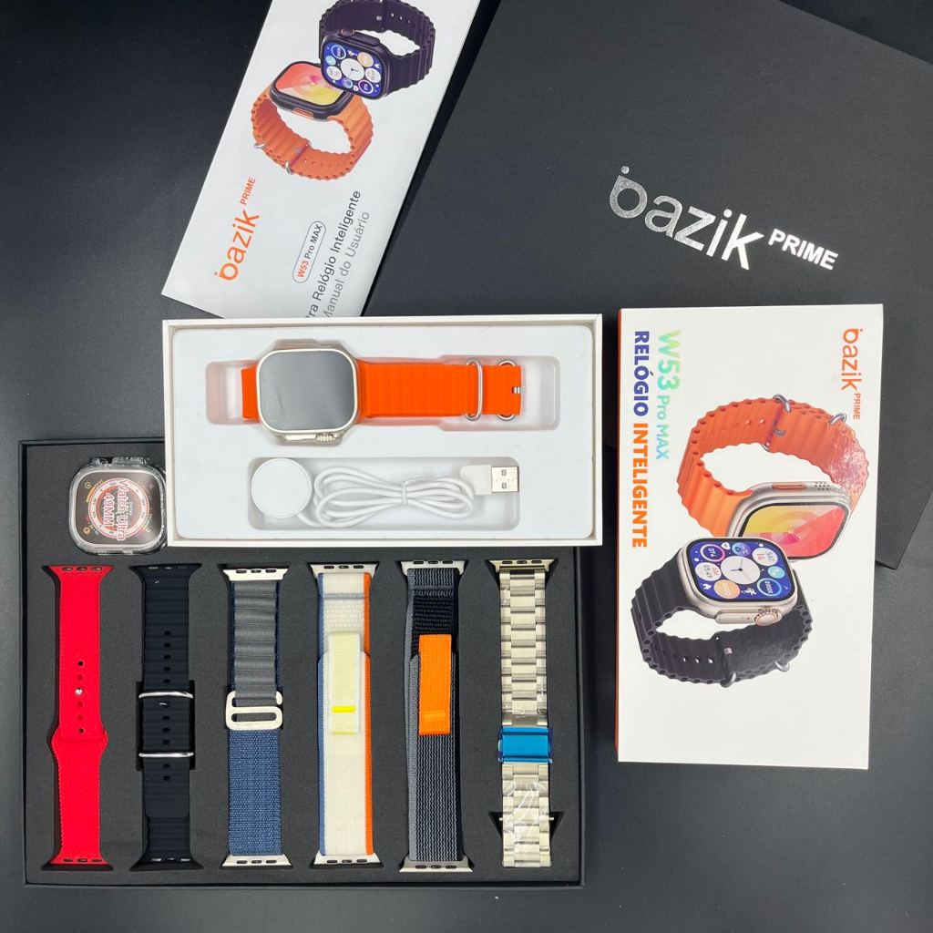 2024 Novo Bazike Smartwatch W53 Pro Max Relogio com 7 Pulseiras em Oferta na Shopee