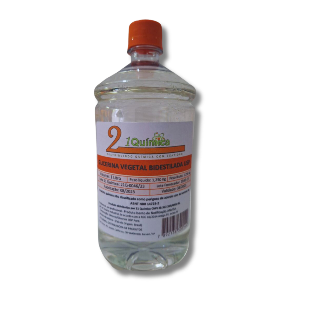 Glicerina Bidestilada Usp Vegetal 1000ml Umectante Fins Alimentícios