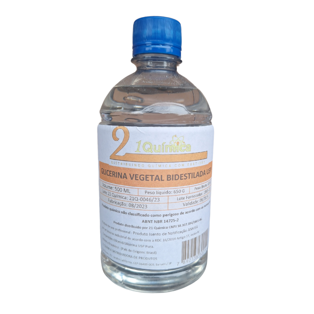 Glicerina Bidestilada Usp Vegetal 500ml Umectante Fins Alimentícios