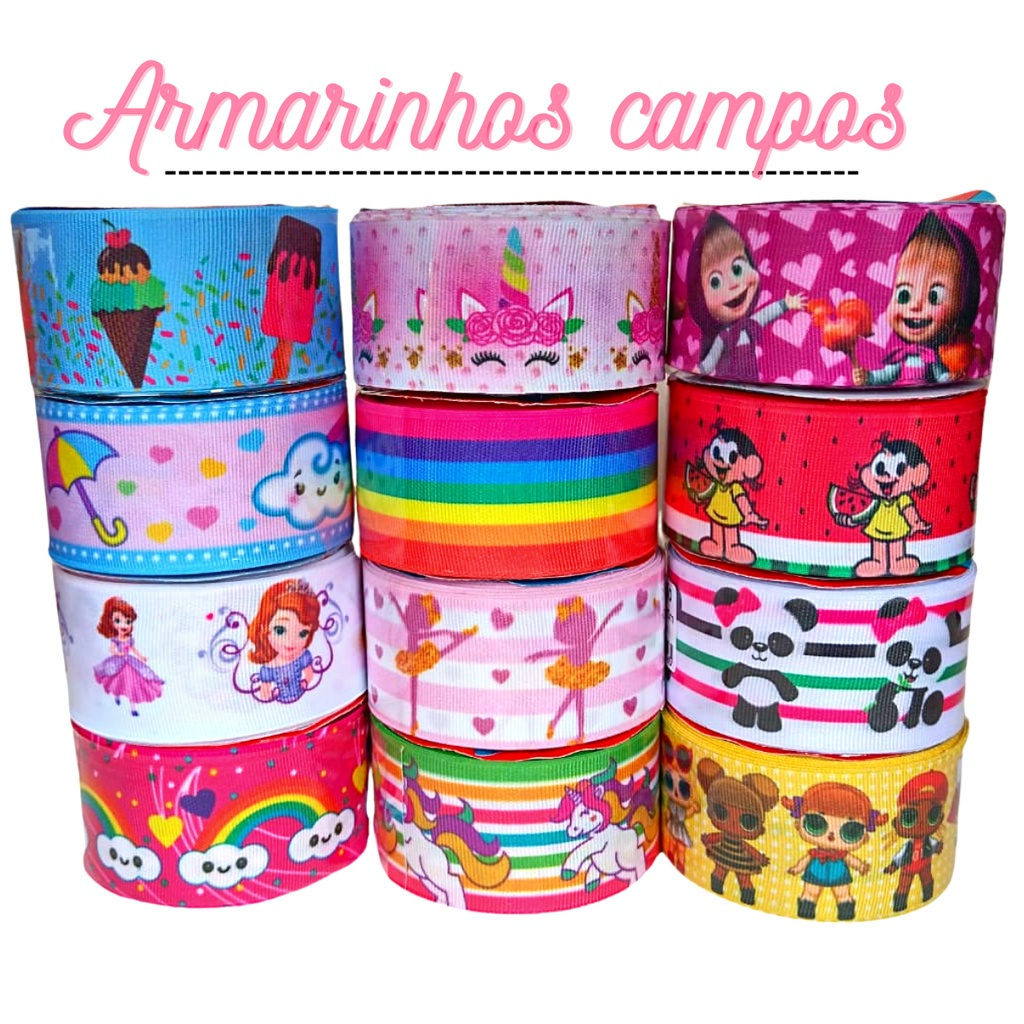 Fitas Gorgurão Estampada para laços e artesanatos em geral contem (10 metros no total) 5 e...