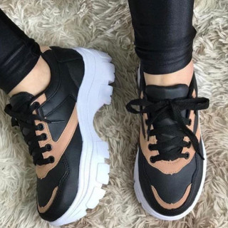 TENIS ADULTO FEMININO PLATAFORMA CHUNKY COLLOR SNERKERS BLOGUEIRA CONFORTAVEL PROMOÇÃO
