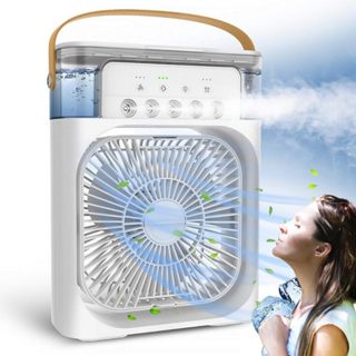 softdigit Ventilador Portátil de Mesa Mini Ar Condicionado Umidificador Climatizador Led Água e Gelo 3 Velocidades Led