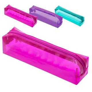 Estojo Escolar Transparente Cristal PVC Colorido Papelaria em Oferta na Shopee