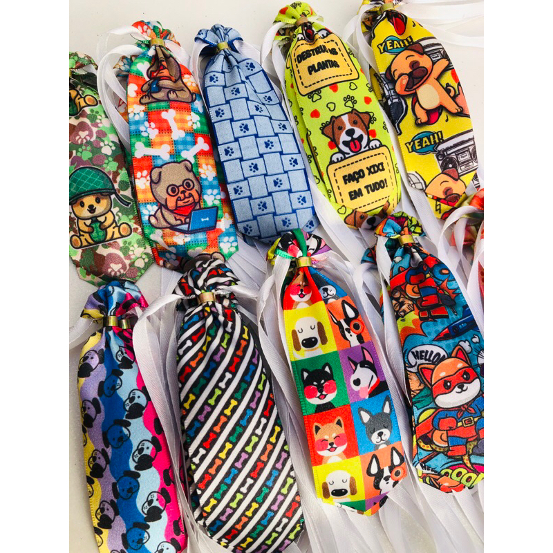 Kit 50 Gravatas Para Pet Macho Banho e Tosa Cães Cetim Filhote/P/M/G