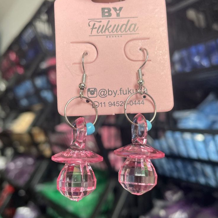 Brinco Chupetinha Rosa ANNINOX