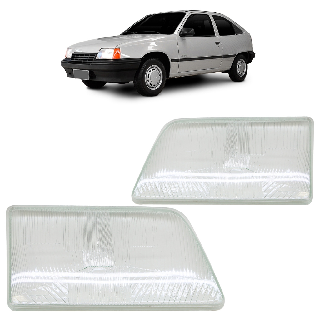 Lente Farol Dianteiro Kadett 1989 1990 1991 1992 1993 1994 1995 1996 1997 1998 Transparente Lente Estriada Vidro - Spare Parts and Accessories for Vehicles