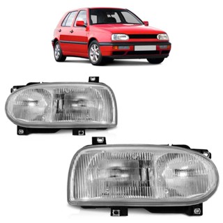 Farol Dianteiro Golf Mexicano GLX GTI 1995 A 1998 Máscara Cromada Foco Duplo Lente Estriada Vidro em Oferta na Shopee
