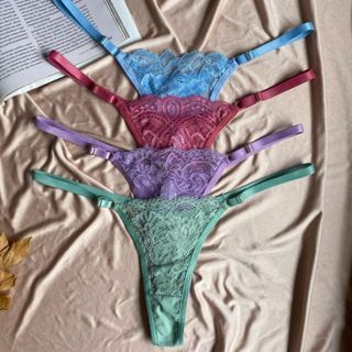 Kit com 5 Calcinhas Renda Fio Dental Duplo Renda e Microfibra Lingerie Sexy e Sensual Moda intima Feminina Revenda