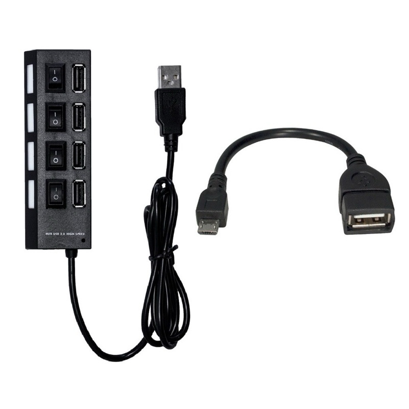 Adaptador Otg V8 Micro Usb + Hub 4 Portas Mouse Teclado Pen Drive Impressora Ponto Entrega