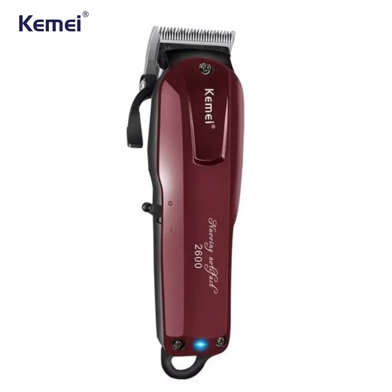 Máquina Profissional De Cortar Cabelo e Barba Sem Fio Bordô Kemei Km-2600