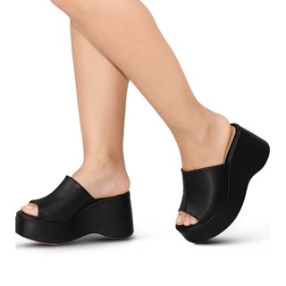 Sandália Feminina Plataforma Tamanco Confortável Blogueira Salto Alto Grosso Meia Pata Colorido Anabela Macia Moderna Fashion