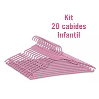 Kit 20 cabides para roupa infantil plastico rosa azul branco transparente reforçado