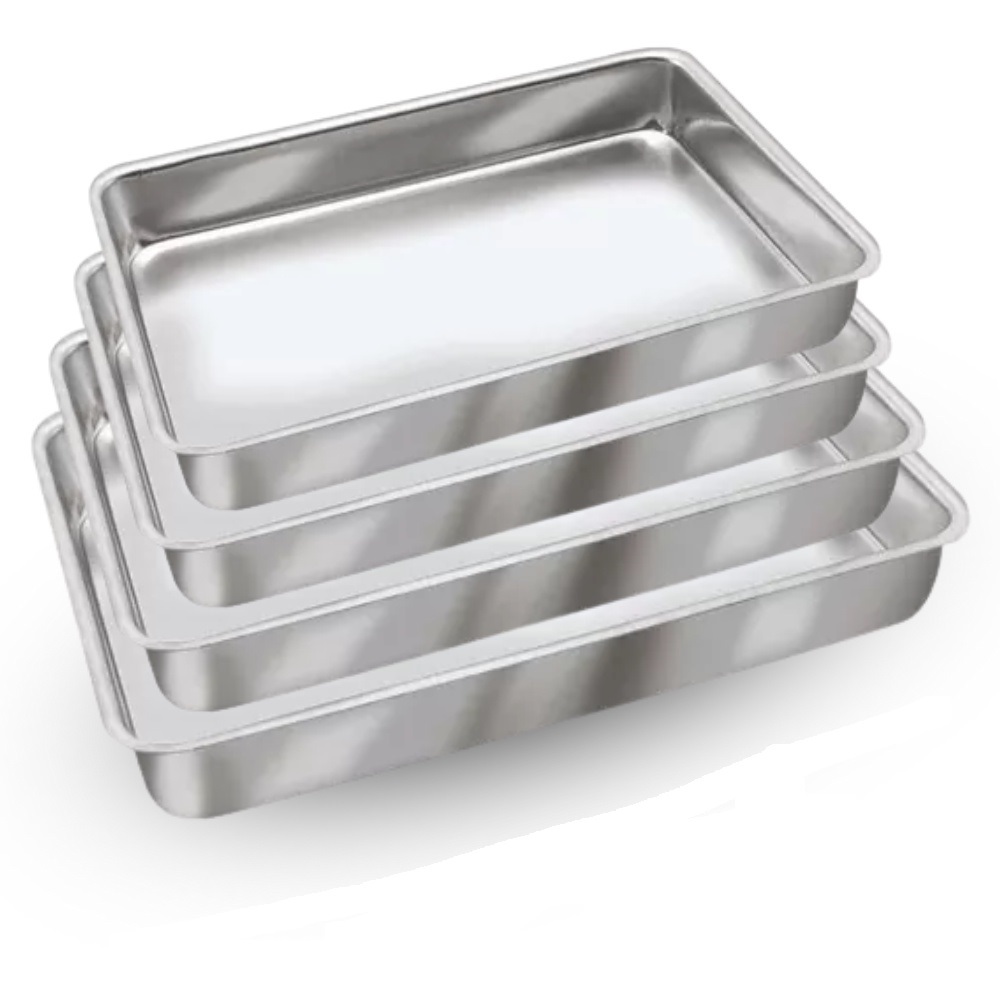 Assadeiras 4 PEÇAS Jogo Kit Assadeiras Forma para bolo Retangular Alumínio Qualidade alta n1 a n4