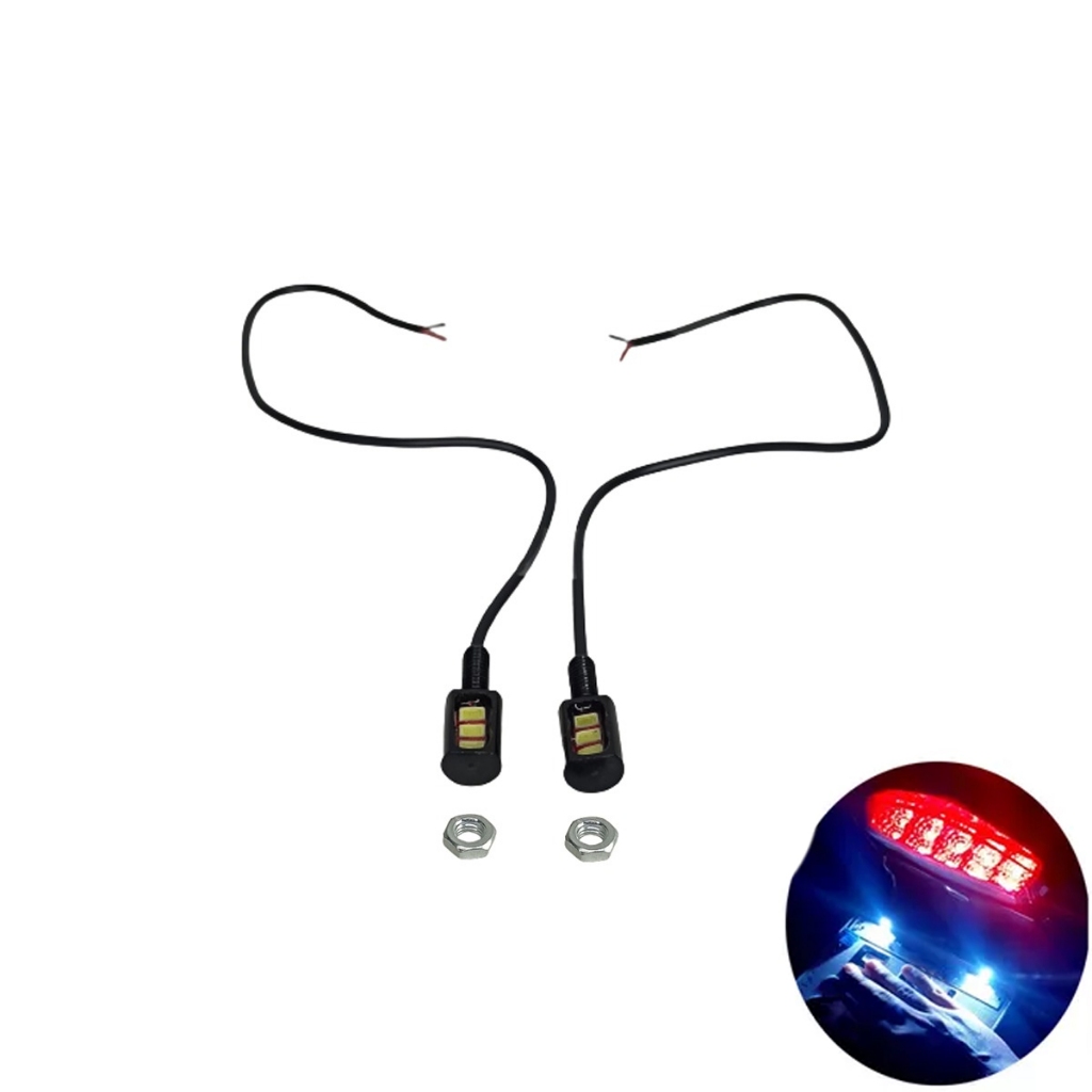 Parafuso Placa Luz Placa Moto Carro Universal 3 Led Par