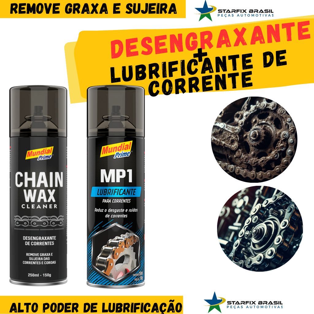 Kit Limpeza Corrente Moto – Wax + Lubrificante