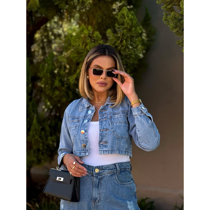 Jaqueta Jeans Feminina Linha Premium 8144 em Oferta na Shopee