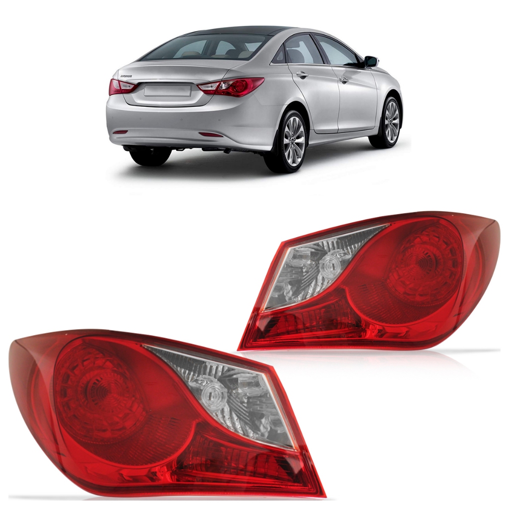 Lanterna Traseira  Sonata 2011 2012 2013 2014 Canto Bicolor Lente Lisa Acrilico em Oferta na Shopee