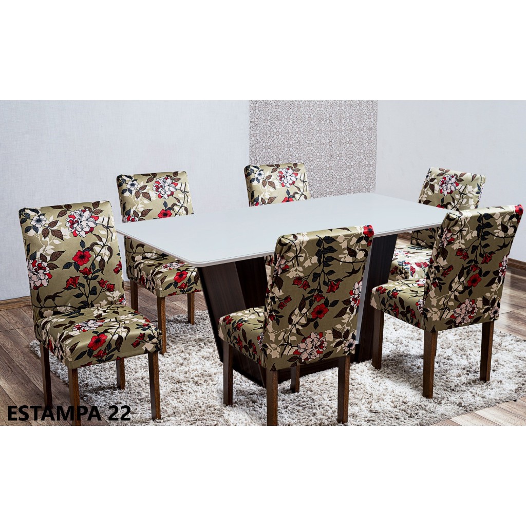 Kit 4 Capa De Cadeira Estampada em Oferta na Shopee