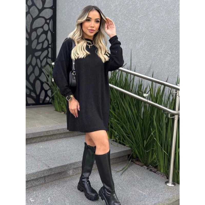 VESTIDO  PONCHO  GOLA ALTA  TEVIDO LANZINHA em Oferta na Shopee