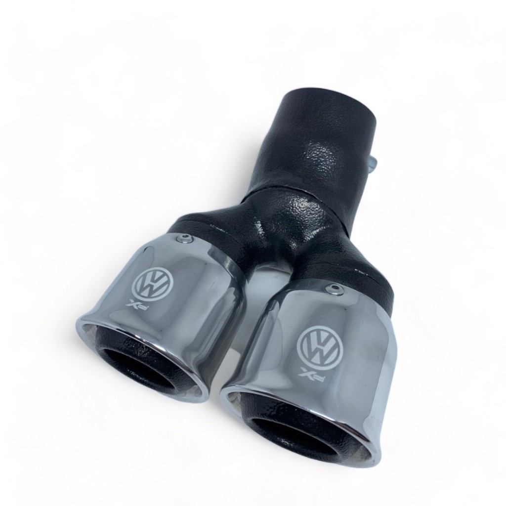 Ponteira De Escapamento Automotiva Saída Dupla Cromada 100% Alumínio Volkswagen Polo 2016 até 2020