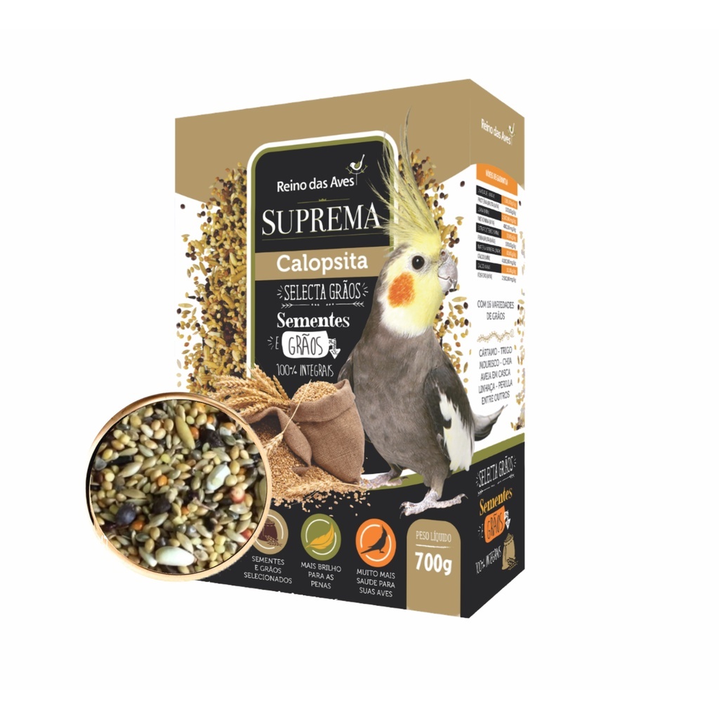 Suprema Calopsita Selecta Grãos 700g - REINO DAS AVES