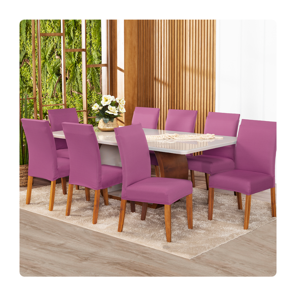 Kit Capas De Cadeira Jantar Malha Gel Com Elástico Cores Lisas em Oferta na Shopee